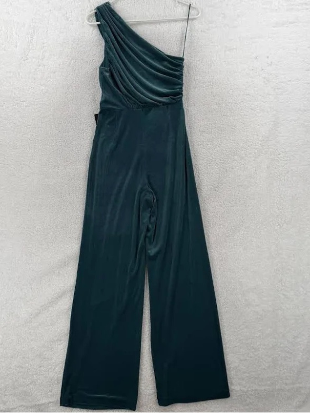 Express One-Shoulder Jumpsuit in Teal Green